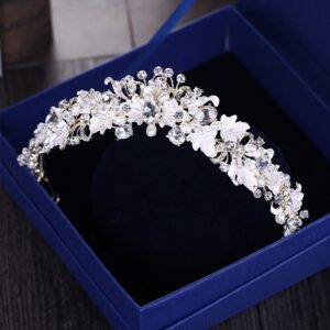 Trendy Rhinestone Pearl Crystal Wedding Crown Headband 1