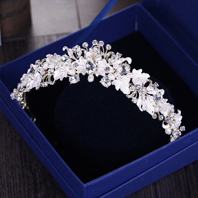 Trendy Rhinestone Pearl Crystal Wedding Crown Headband