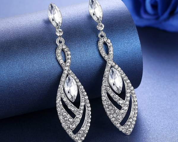 Simple Hanging Wedding Earrings Crystal Bridal Drop Earrings 4