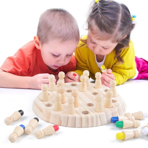 Wooden Toy Color Memory Chess Match Game 3