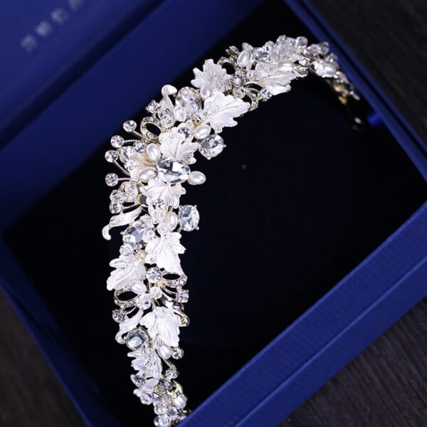 Trendy Rhinestone Pearl Crystal Wedding Crown Headband 3