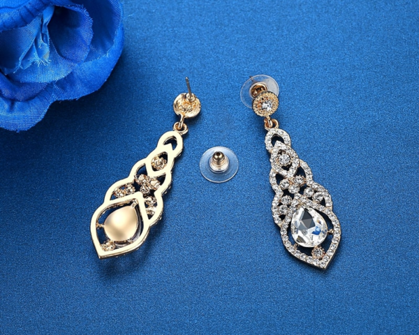 Crystal Wedding Drop Earrings Black Gold Silver Color 4