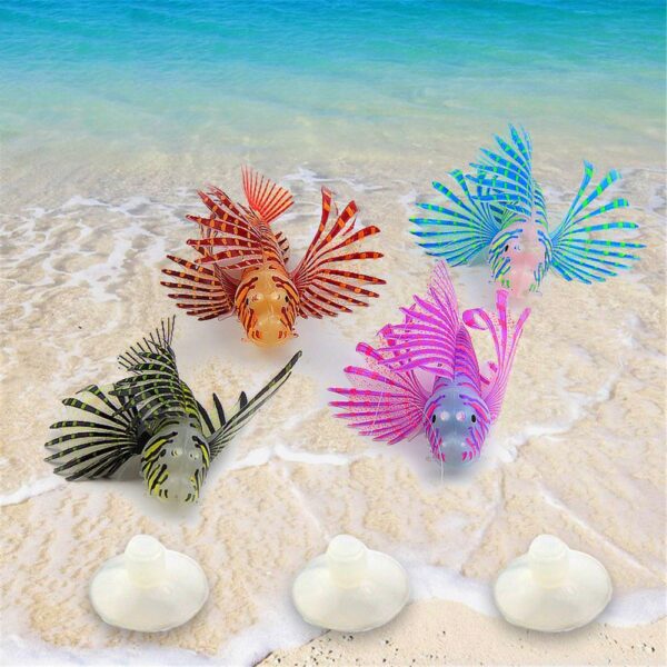 Aquarium Artificial Luminous Lionfish Silicone Fake Fish Floating Glow In Dark 2