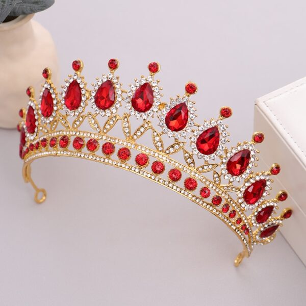 Luxury Red Rhinestone Crystal Wedding Crown 3