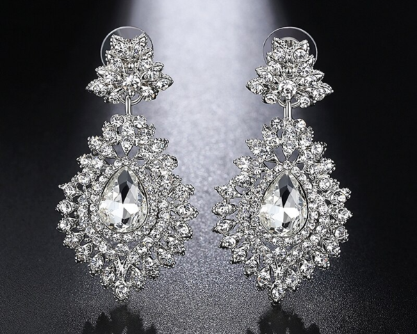 Bridal Crystal Drop Earrings Big Teardrop Earrings 4