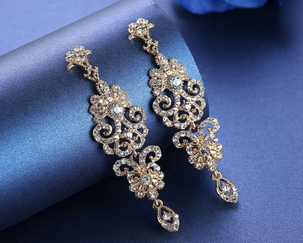 Crystal Wedding Drop Earrings Rhinestone Bridal Long Earrings 4