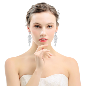 Crystal Wedding Drop Earrings Rhinestone Bridal Long Earrings