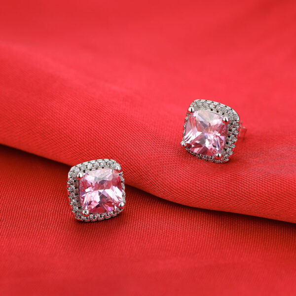 2Pcs Pack 925 Sterling Silver Cut Zircon Jewelry Set Pink Color 3