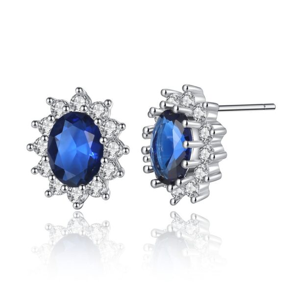 3Pcs Pack New Luxury Blue Color Sunflower 925 Sterling Silver for Women 3