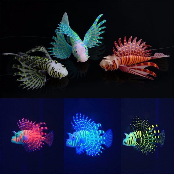 Aquarium Artificial Luminous Lionfish Silicone Fake Fish Floating Glow In Dark 3