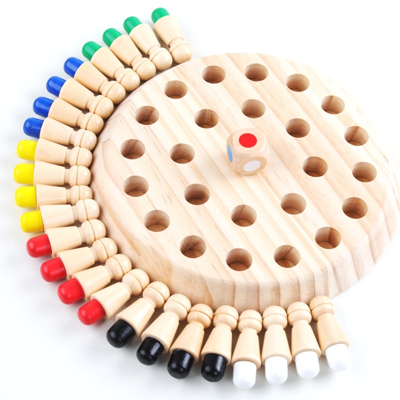 Wooden Toy Color Memory Chess Match Game