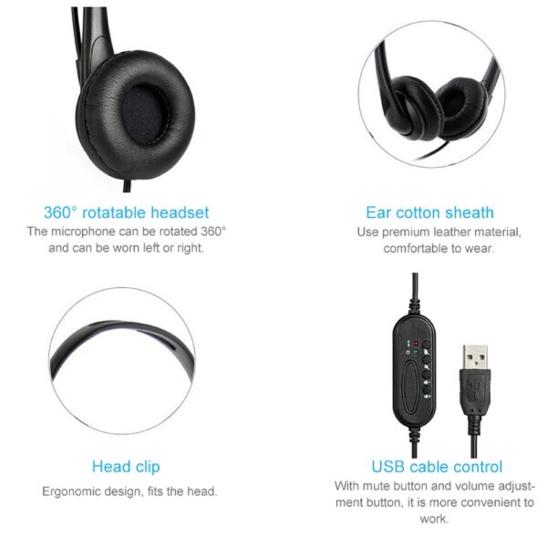 Wired Headset With Microphone Call Center Headphone With Noise Canceling Mic 5