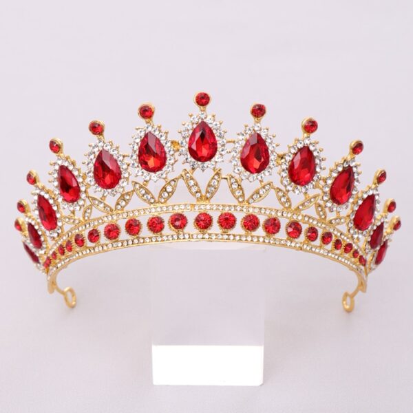 Luxury Red Rhinestone Crystal Wedding Crown 1