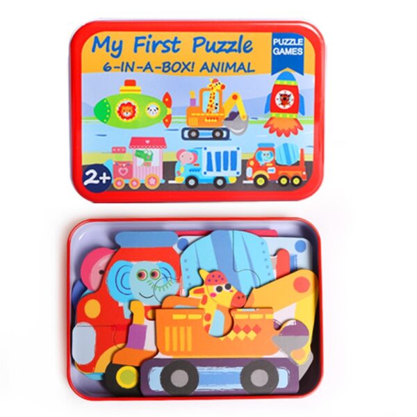 6 Patterns in 1 Box Puzzle Jigsaw Wooden Toys 2