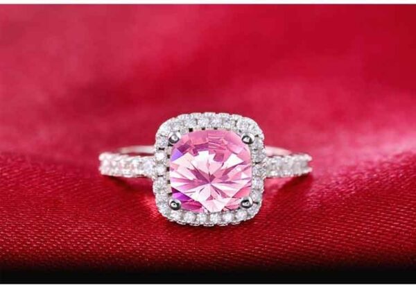 2Pcs Pack 925 Sterling Silver Cut Zircon Jewelry Set Pink Color 4