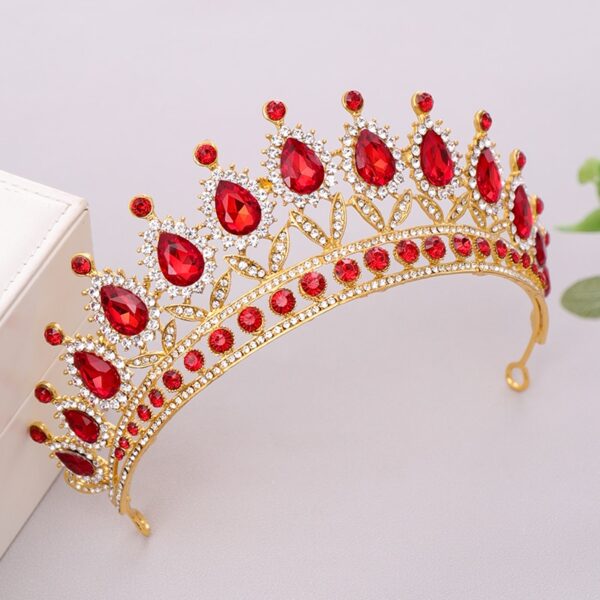 Luxury Red Rhinestone Crystal Wedding Crown 5