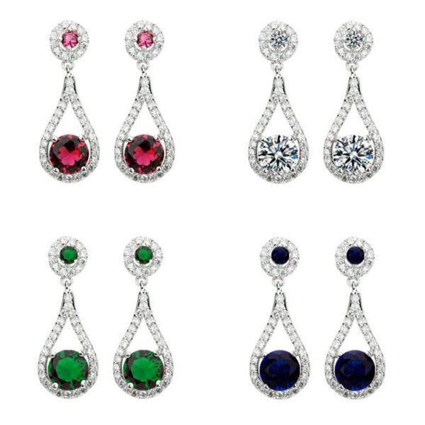 2Pcs Pack Multicolor 925 Sterling Silver Earrings Necklace for Women 2