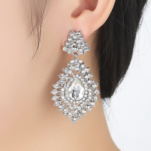 Bridal Crystal Drop Earrings Big Teardrop Earrings