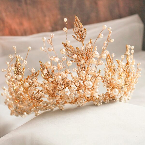 Luxury Wedding Crown Bridal Pearl Tiara 3