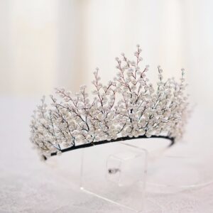 Pearl Wedding Crown Gorgeous Black Wire Handmade Headpiece 4