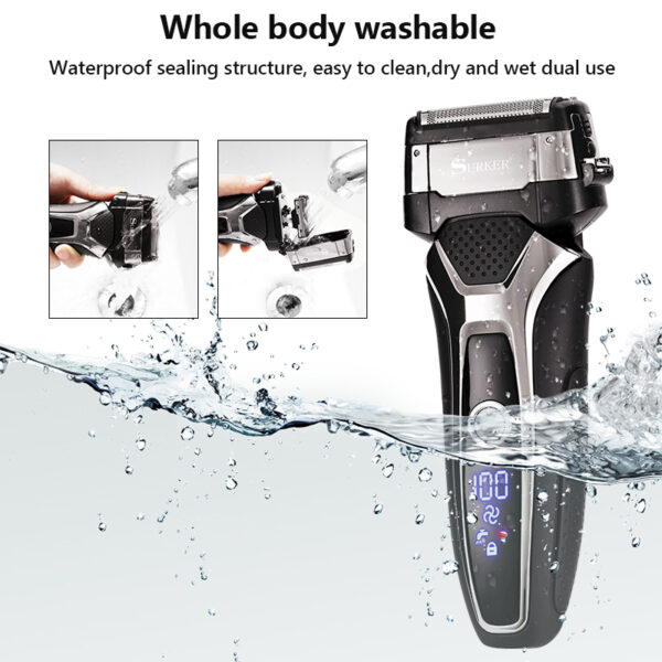 USB Rechargeable Electric Shaver Stainless Steel Shaving Machine 3D Triple Floating Blade Razor 6