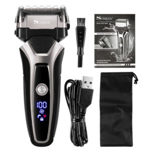 USB Rechargeable Electric Shaver Stainless Steel Shaving Machine 3D Triple Floating Blade Razor 1