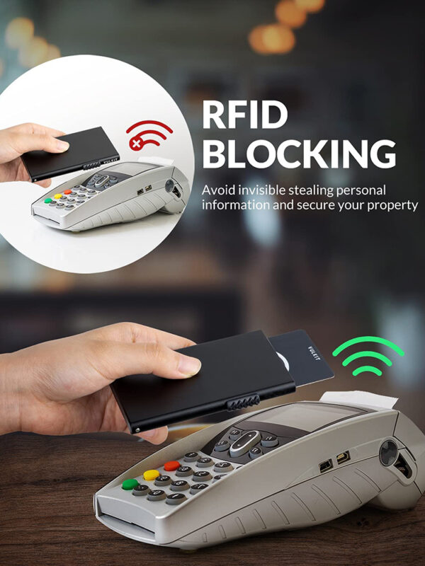 RFID Blocking Pop Up Card Holder Minimalist Aluminum Smart Wallet 3