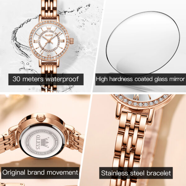 Luxury Women's Wristwatch Waterproof Stainless Steel Diamond 6