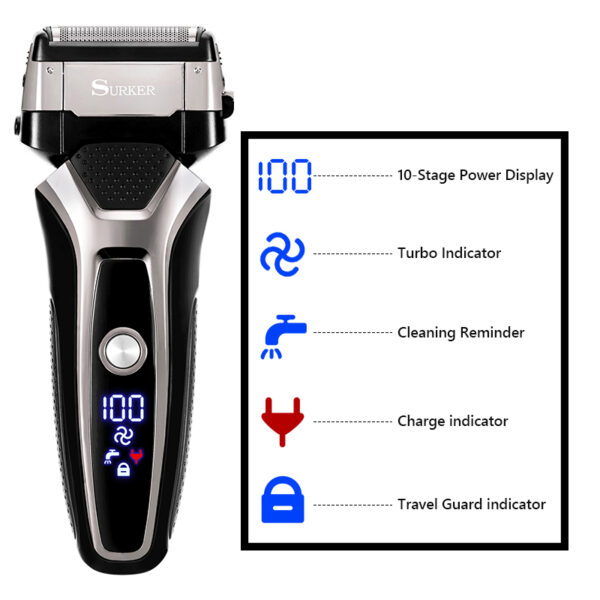 USB Rechargeable Electric Shaver Stainless Steel Shaving Machine 3D Triple Floating Blade Razor 2