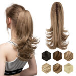 Synthetic Claw Clip In Ponytail Hair Extension Fake Blonde Hair Wavy Pigtail