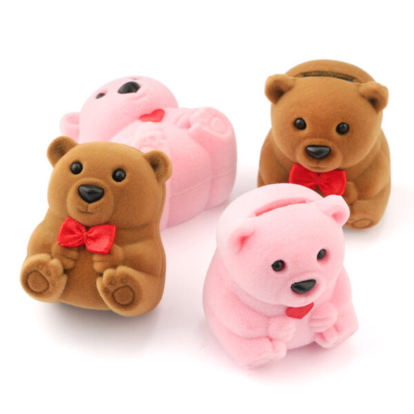 2 Pieces Cute Bear Velvet Gift Boxes for Jewelry Packaging & Display 1