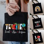 Teacher Love Inspire Shoulder Bag Reusable Foldable Storage Bag Gift