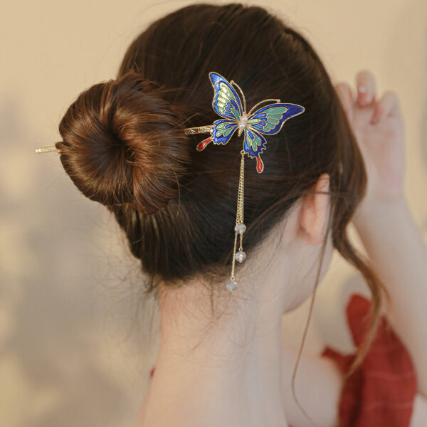 Vintage Painted Butterfly Hair Sticks 3