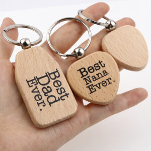 Natural Wood Heart Keychain Affection Message Keyring Family Love Keychain 1