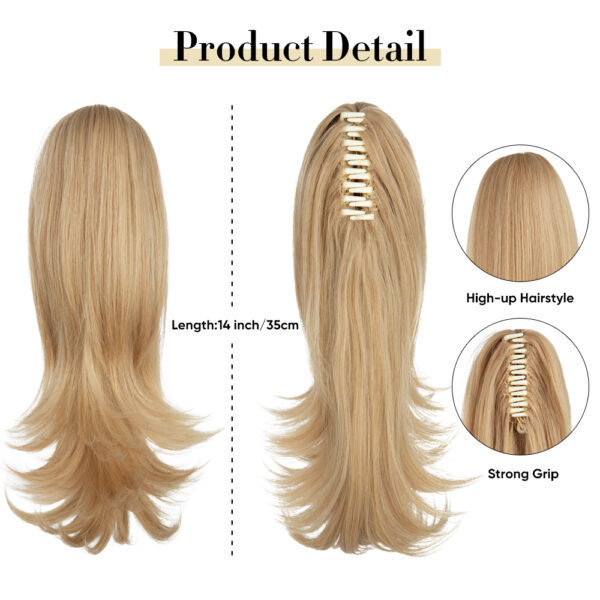 Synthetic Claw Clip In Ponytail Hair Extension Fake Blonde Hair Wavy Pigtail 2