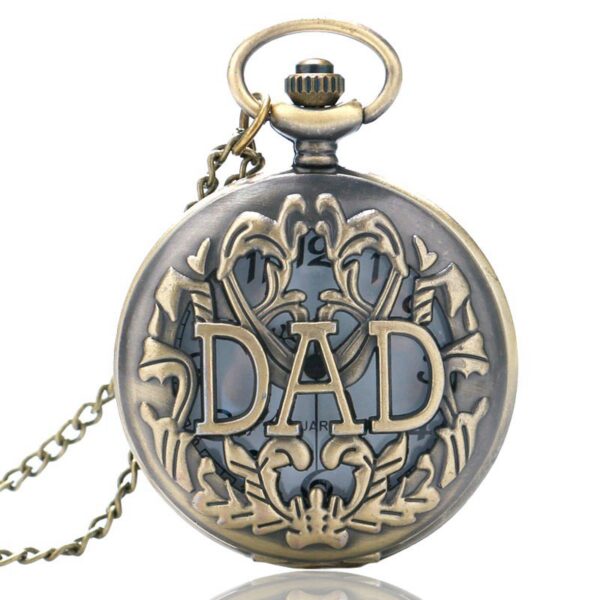 Retro DAD Quartz Pocket Watch Antique Style Necklace Pendant Men Chain Watch Father's Day Gift 3