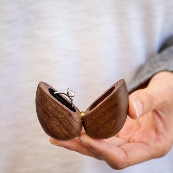 Heart Shaped Walnut Wood Ring Box 6