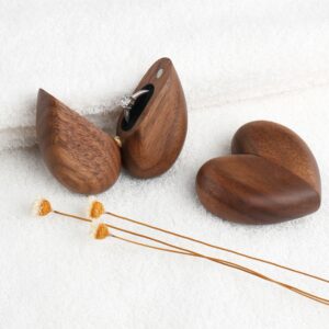 Heart Shaped Walnut Wood Ring Box 1