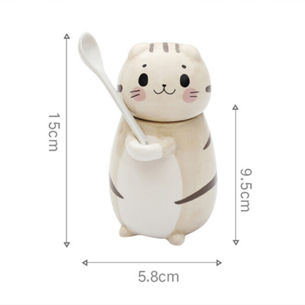 New Cute Cat Ceramic Coffee Mug With Spoon Creative Hand Painted Cup 6