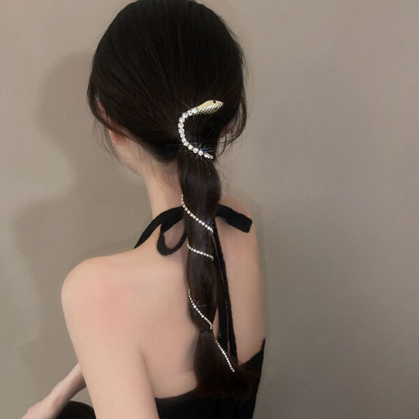 New Snake Hairpin Shining Rhinestone Long Tassel 3