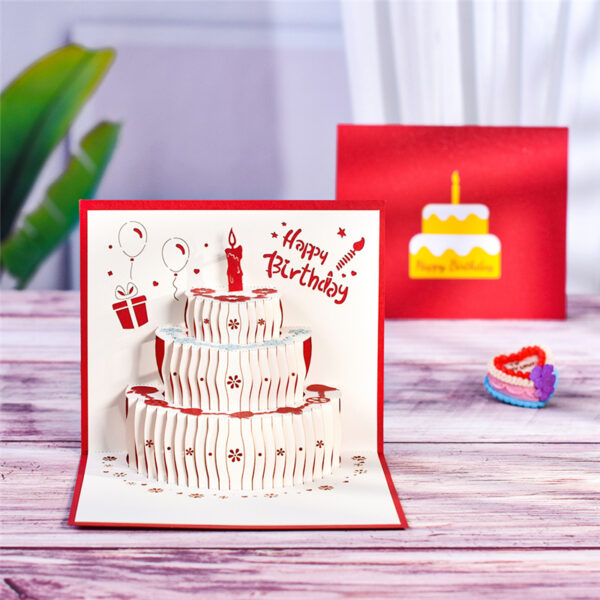 10 Packs 3D Happy Birthday Cake Pop-Up Birthday Gift Cards with Envelope Handmade Greeting Cards 4