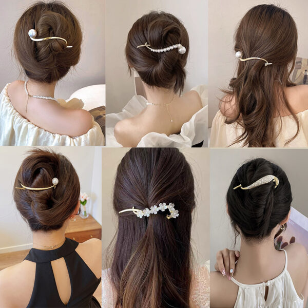 Elegant S Shape Pearl Hair Clips 3