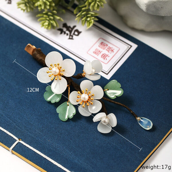 Hair Jewelry Step Shake Side Hair Clip White Flower Hairpin 4