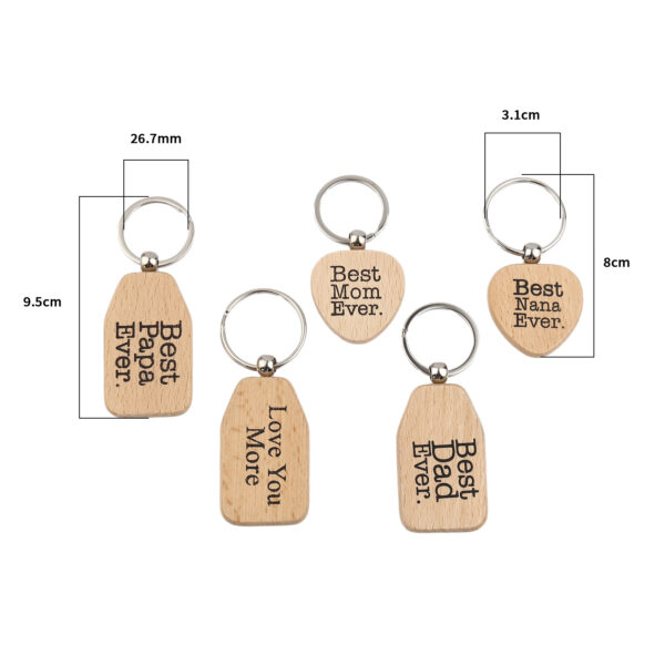 Natural Wood Heart Keychain Affection Message Keyring Family Love Keychain 6