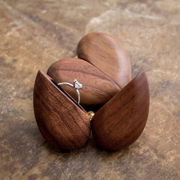 Heart Shaped Walnut Wood Ring Box 5