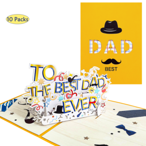 10 Packs 3D Father's Day Cards Pop-Up Greeting Cards with Envelopes