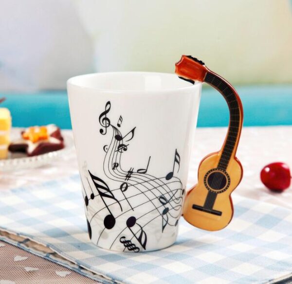 Creative Music Violin Style Guitar Mugs Ceramic Coffee Tea Milk Cups 3