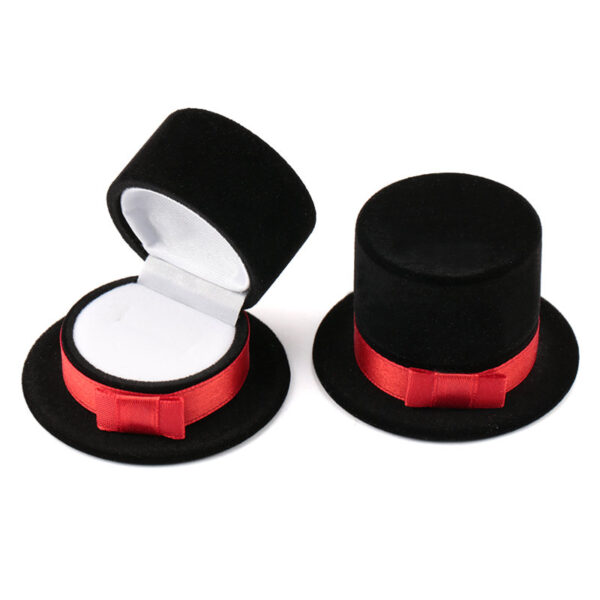 Red Black Hat Shape Jewelry Box Velvet Case for Jewelry Packaging 3