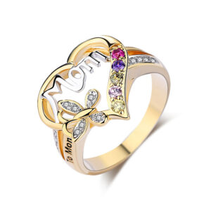 Exquisite Hollow Heart Rings for Mom Colorful Crystal Rhinestone Butterfly Rings 1