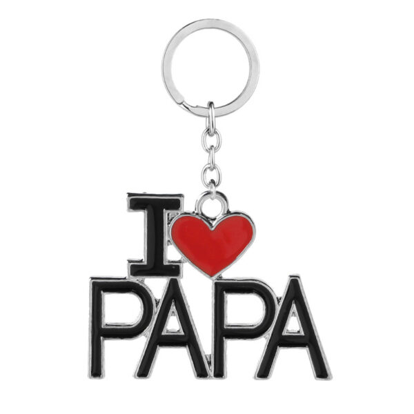 I Love Dad Mom PaPa Mama Keychains 2